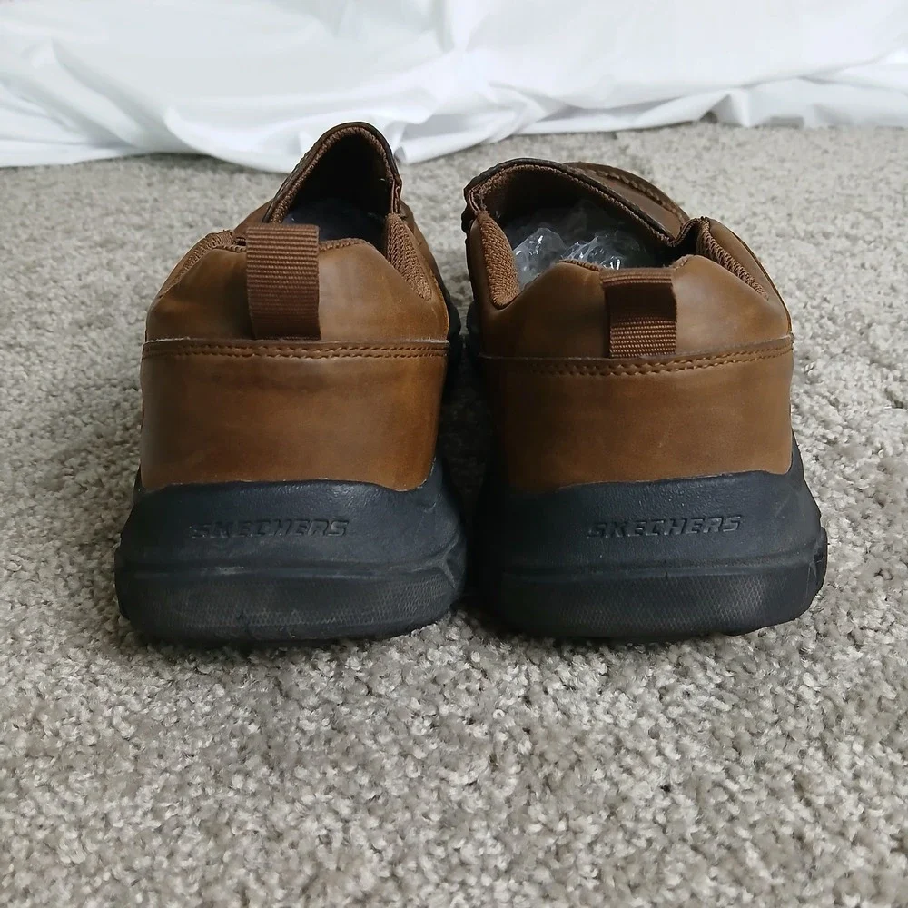 Skechers Mens 10.5 Extra Wide Fit Air cooled Brown Slip On Loafers 205312WW CDB